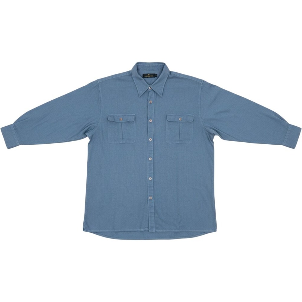 Bugatchi Uomo Button Up Shirt Mens XL Blue Excellent Textured Long Sleeve Pocket